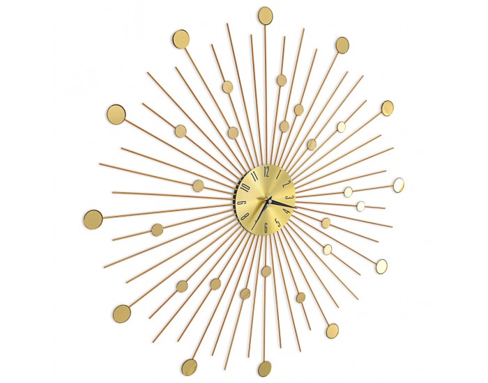 Sonata Стенен часовник, метал, 70 см, златист