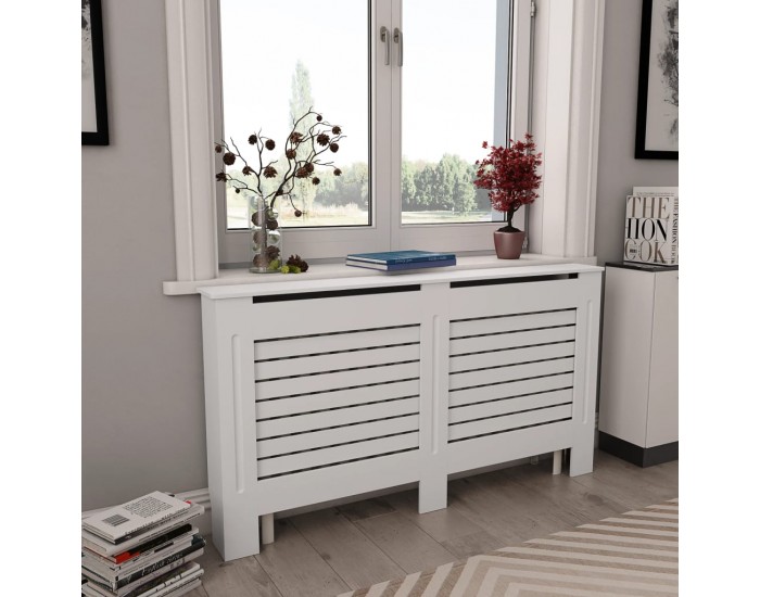 Sonata Параван за радиатор, бял, 152x19x81,5 см, МДФ