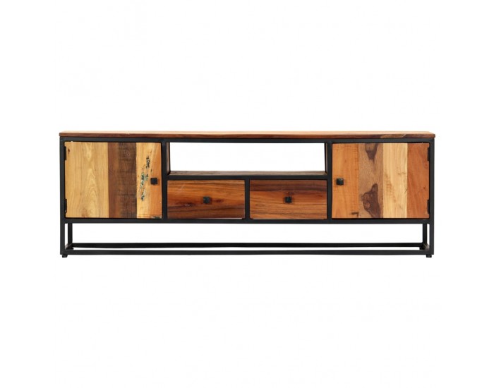 Sonata ТВ шкаф, 120x30x40 cм, регенерирано дърво масив и стомана