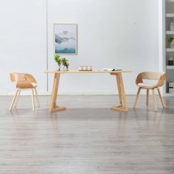 Sonata Трапезен стол, кремав, извито дърво и изкуствена кожа - Трапезни столове