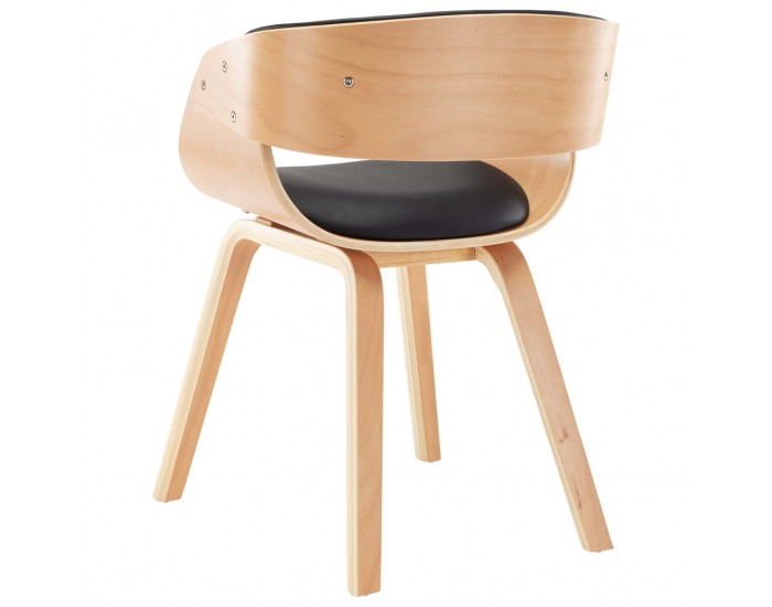 Sonata Трапезен стол, черен, извито дърво и изкуствена кожа