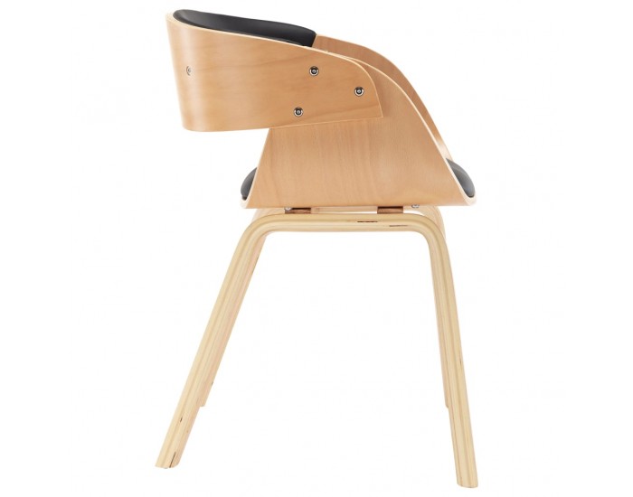 Sonata Трапезен стол, черен, извито дърво и изкуствена кожа