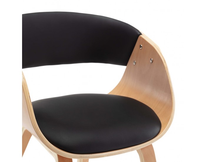 Sonata Трапезен стол, черен, извито дърво и изкуствена кожа