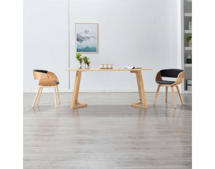 Sonata Трапезен стол, черен, извито дърво и изкуствена кожа