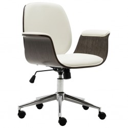 Sonata Офис стол, бял, извито дърво и изкуствена кожа - Офис столове