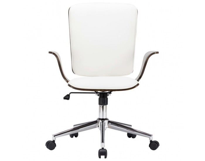 Sonata Въртящ се офис стол, бял, изкуствена кожа и извито дърво
