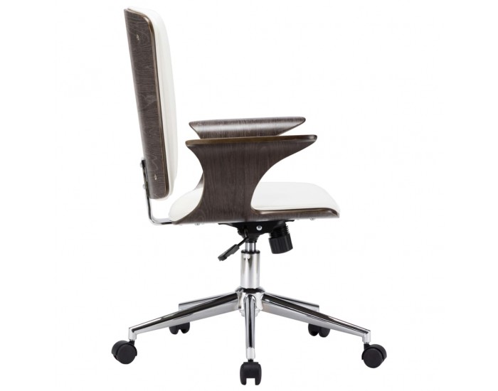 Sonata Въртящ се офис стол, бял, изкуствена кожа и извито дърво