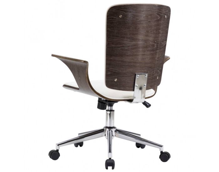 Sonata Въртящ се офис стол, бял, изкуствена кожа и извито дърво