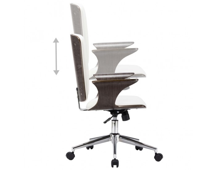 Sonata Въртящ се офис стол, бял, изкуствена кожа и извито дърво