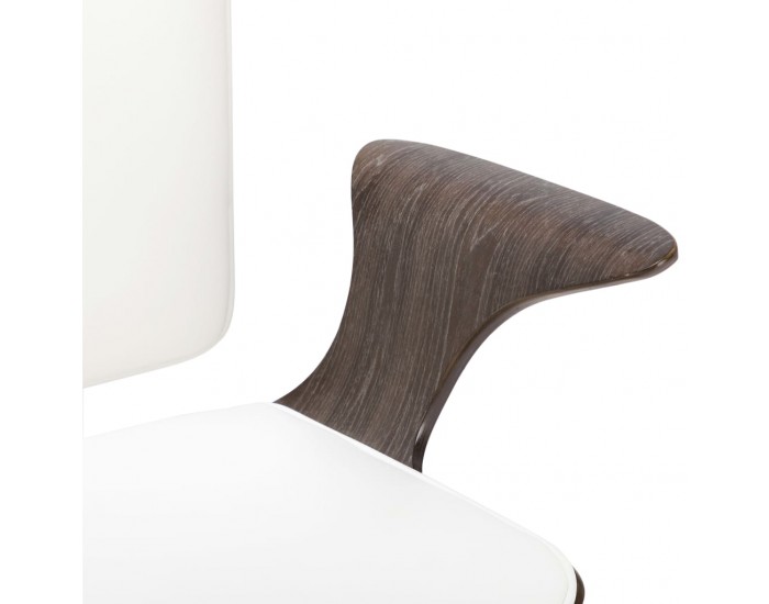 Sonata Въртящ се офис стол, бял, изкуствена кожа и извито дърво