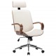 Sonata Въртящ се офис стол, кремав, изкуствена кожа и извито дърво
