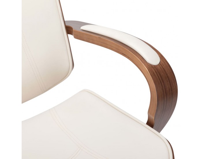 Sonata Въртящ се офис стол, кремав, изкуствена кожа и извито дърво