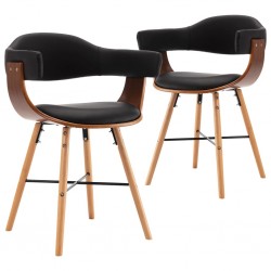 Sonata Трапезни столове, 2 бр, черни, изкуствена кожа и извито дърво - Трапезни столове