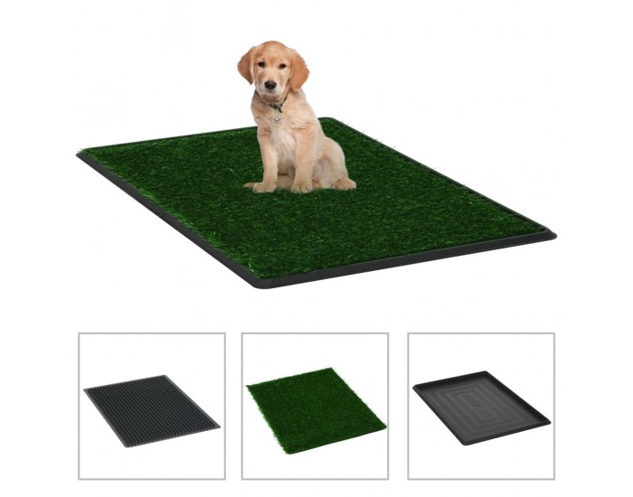 Sonata Кучешка тоалетна с тава и изкуствена трева, зелена, 76x51x3 см