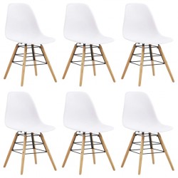 Sonata Трапезни столове, 6 бр, бели, пластмаса - Трапезни столове