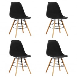 Sonata Трапезни столове, 4 бр, черни, пластмаса - Трапезни столове