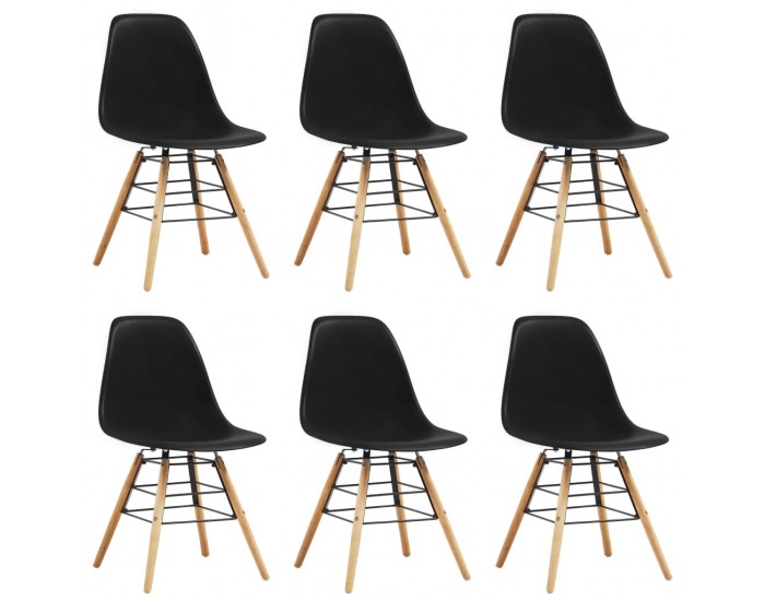 Sonata Трапезни столове, 6 бр, черни, пластмаса