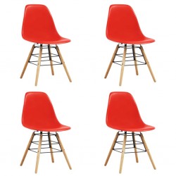 Sonata Трапезни столове, 4 бр, червени, пластмаса - Трапезни столове