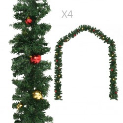 Sonata Коледни гирлянди с топки, 4 бр, зелени, 270 см, PVC - Декорации