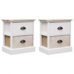 Sonata H Нощни шкафчета 2 бр бял и естествен цвят 38x28x45 см пауловния - Нощни шкафчета