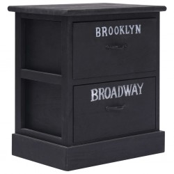 Sonata Нощно шкафче, черно, 38x28x45 см, дърво от пауловния - Нощни шкафчета