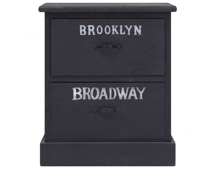 Sonata Нощни шкафчета, 2 бр, черни, 38x28x45 см, дърво от пауловния