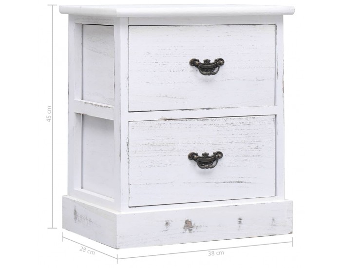 Sonata Нощно шкафче, бяло, 38x28x45 см, дърво от пауловния