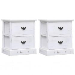 Sonata Нощни шкафчета, 2 бр, бели, 38x28x45 см, дърво от пауловния - Нощни шкафчета