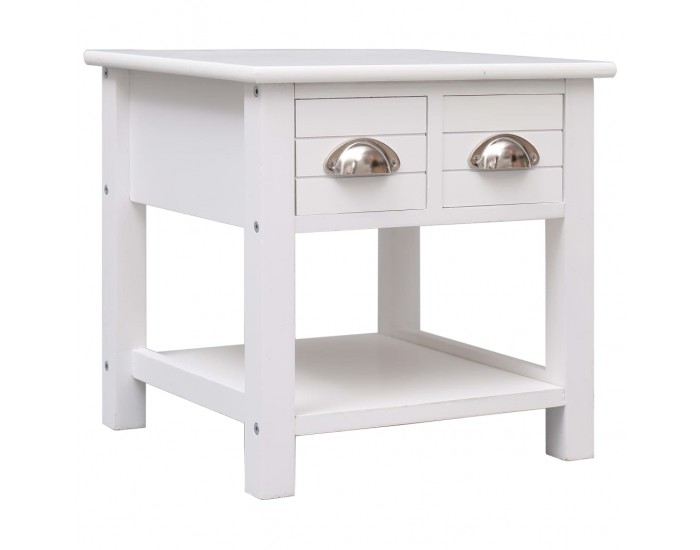 Sonata H Странична маса, бяла, 40x40x40 см, дърво от пауловния