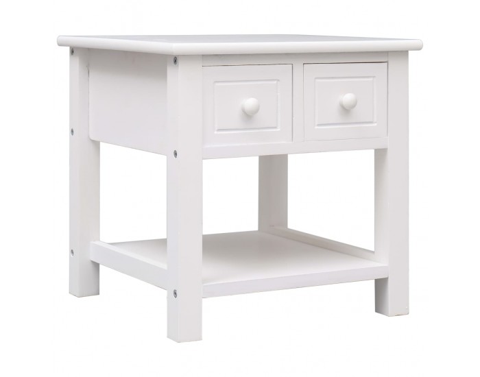 Sonata H Странична маса, бяла, 40x40x40 см, дърво от пауловния