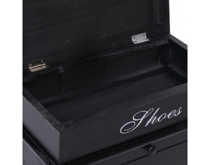 Sonata Шкаф за обувки, черен, 50x28x58 см, дърво от пауловния