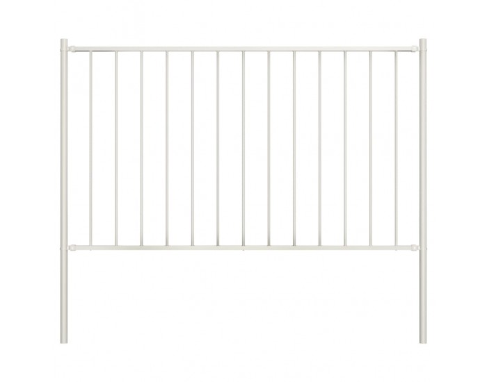 Sonata Оградно пано с колове прахово боядисана стомана 1,7x1,25 м бяло