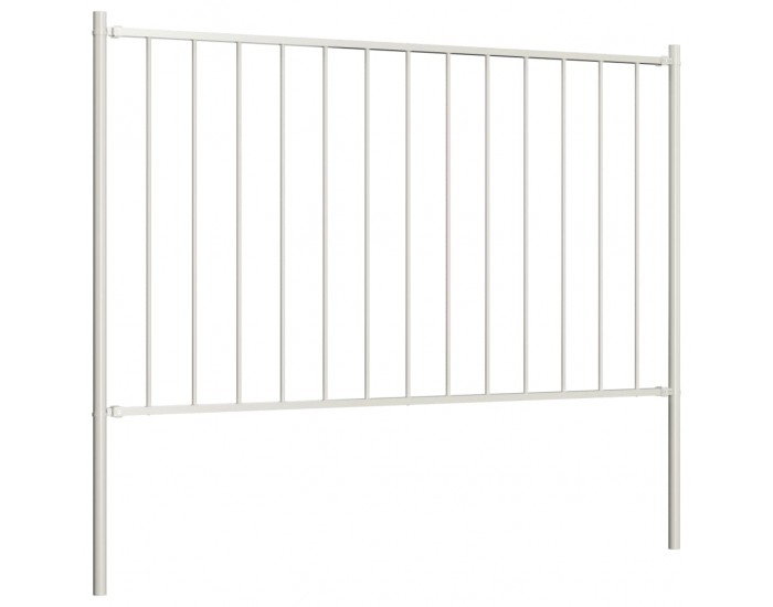 Sonata Оградно пано с колове прахово боядисана стомана 1,7x1,25 м бяло