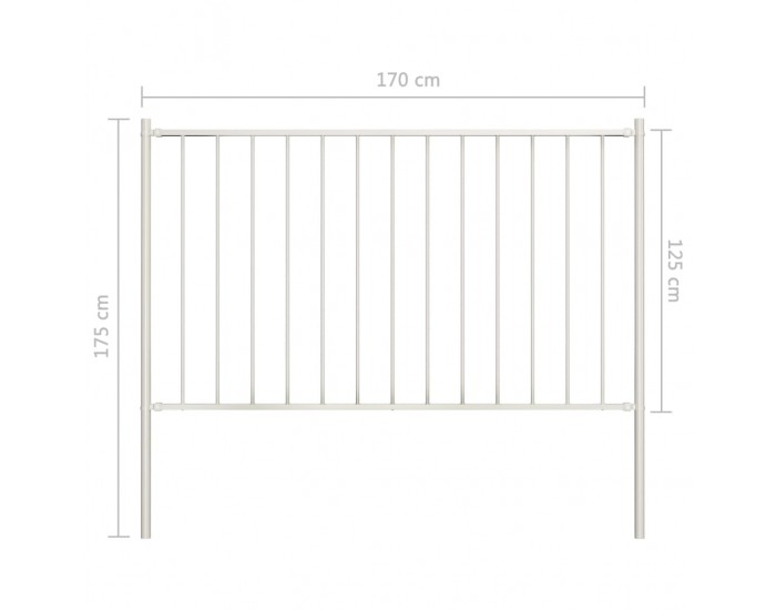 Sonata Оградно пано с колове прахово боядисана стомана 1,7x1,25 м бяло