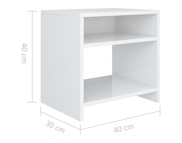 Sonata Нощно шкафче, бяло със силен гланц, 40x30x40 см, ПДЧ