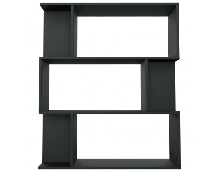 Sonata Библиотека/разделител за стая, черна, 80x24x96 см, ПДЧ
