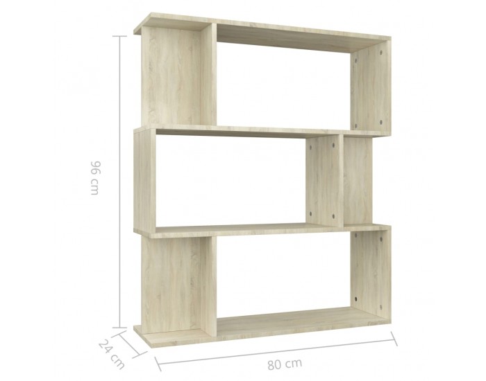 Sonata Библиотека/разделител за стая, дъб сонома, 80x24x96 см, ПДЧ