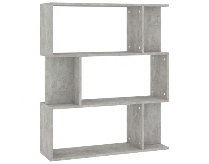 Sonata Библиотека/разделител за стая, бетонно сива, 80x24x96 см, ПДЧ