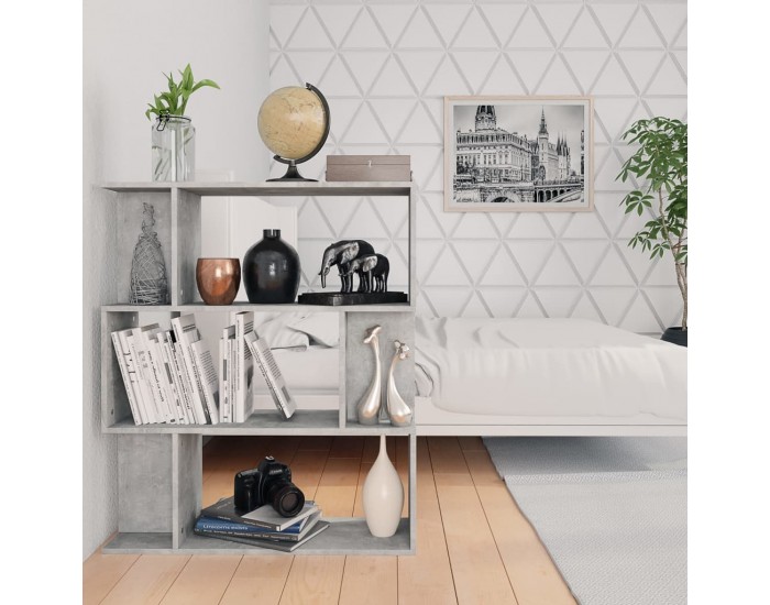 Sonata Библиотека/разделител за стая, бетонно сива, 80x24x96 см, ПДЧ