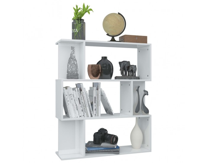 Sonata Библиотека/разделител за стая, бял гланц, 80x24x96 см, ПДЧ