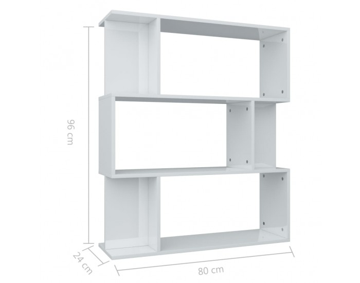 Sonata Библиотека/разделител за стая, бял гланц, 80x24x96 см, ПДЧ