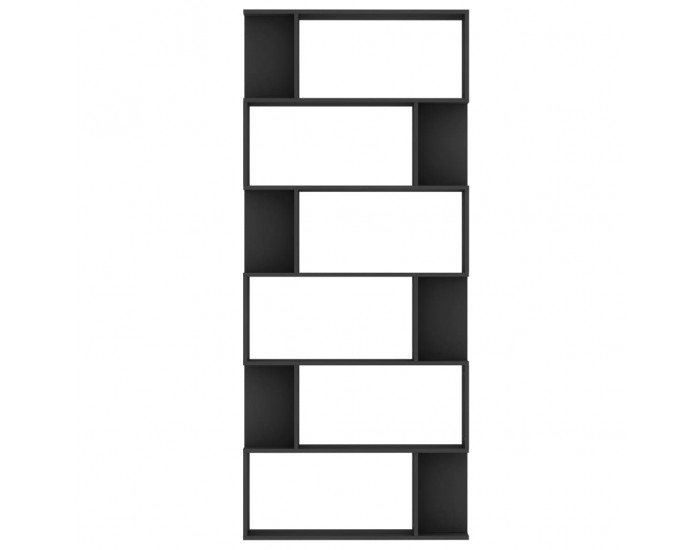 Sonata Библиотека/разделител за стая, черна, 80x24x192 см, ПДЧ