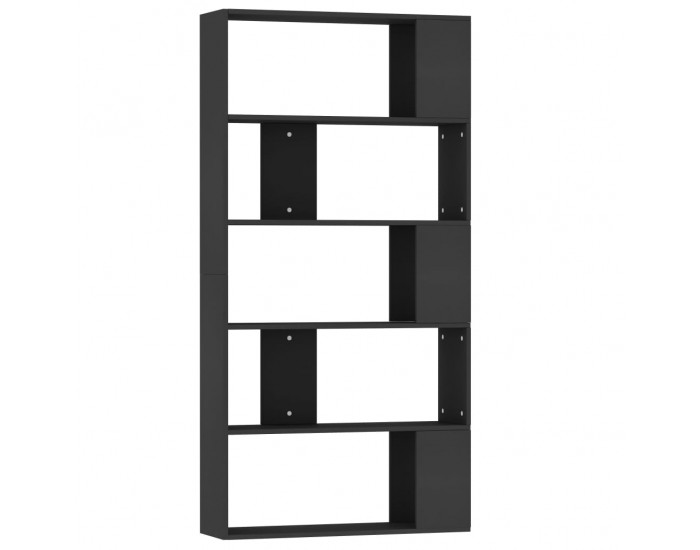 Sonata Библиотека/разделител за стая, черна, 80x24x159 см, ПДЧ