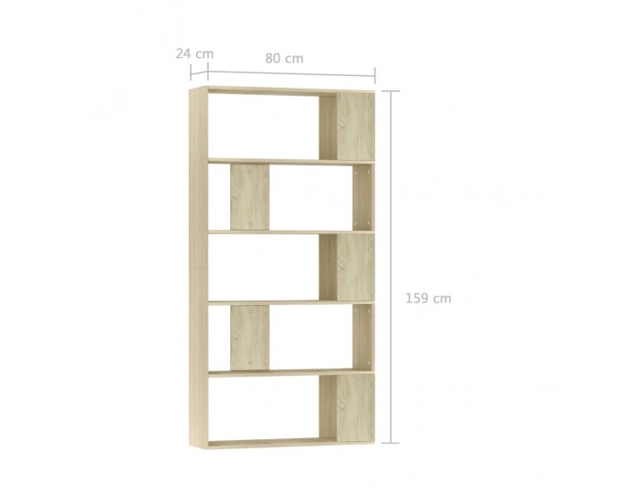 Sonata Библиотека/разделител за стая, дъб сонома, 80x24x159 см, ПДЧ