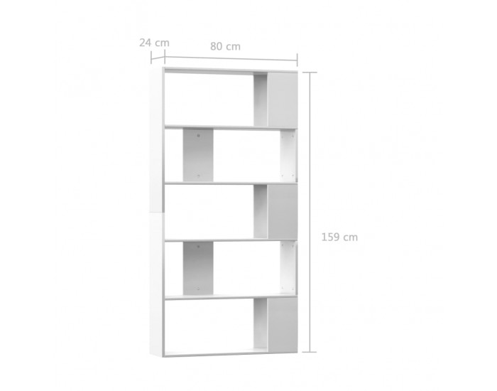 Sonata Библиотека/разделител за стая, бял гланц, 80x24x159 см, ПДЧ