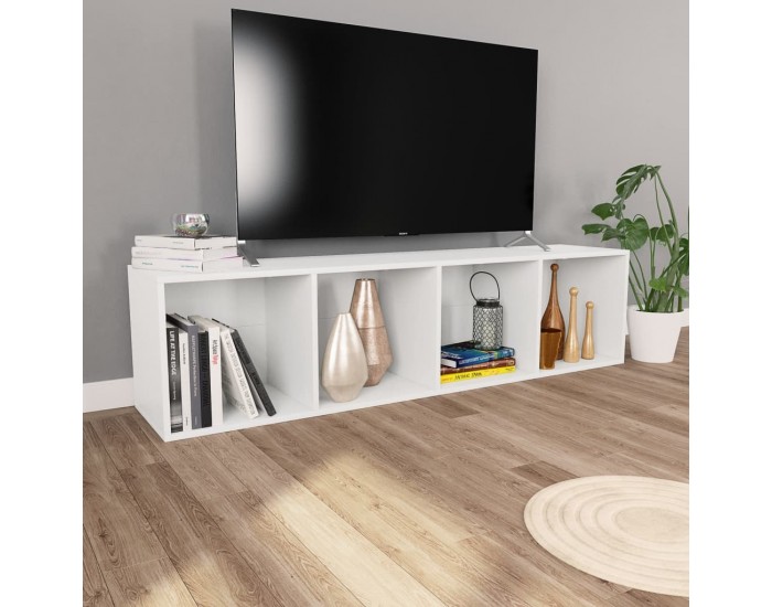 Sonata Библиотека/ТВ шкаф, бяла, 36x30x143 см, ПДЧ