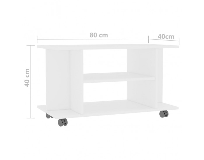 Sonata ТВ шкаф с колелца, бял, 80x40x40 см, ПДЧ