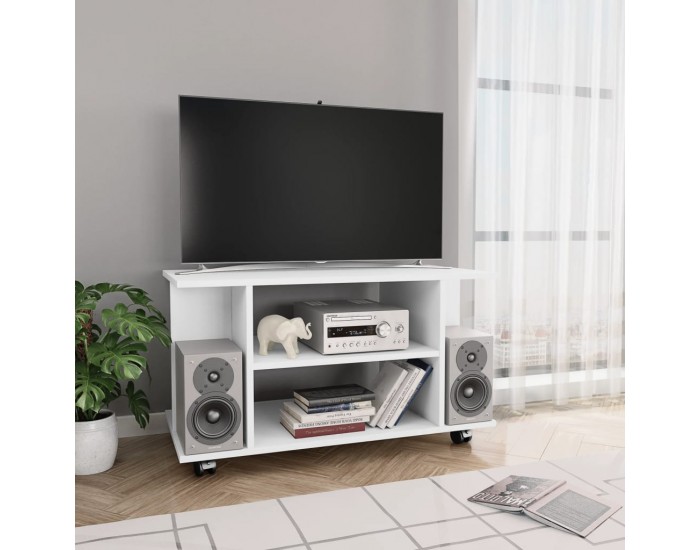 Sonata ТВ шкаф с колелца, бял, 80x40x40 см, ПДЧ