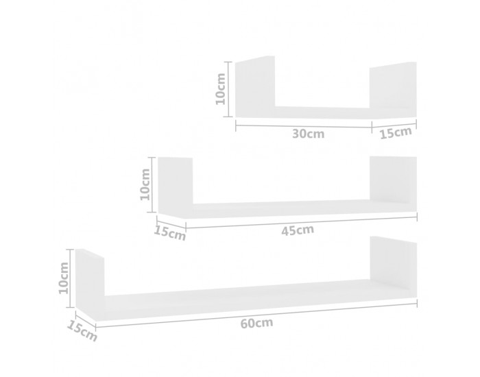 Sonata Стенни рафтове, 3 бр, бели, ПДЧ