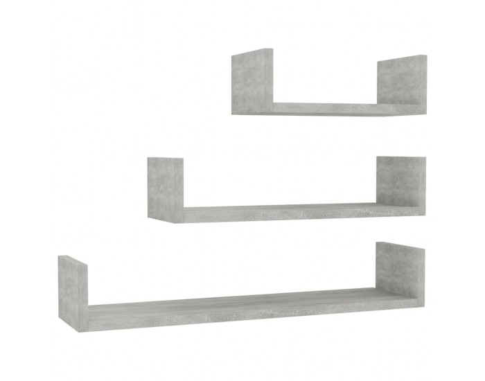 Sonata Стенни рафтове, 3 бр, бетонно сиво, ПДЧ